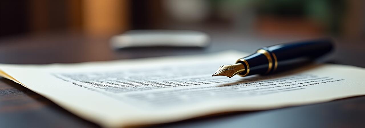 Close up of a legal document and a fountain pen representing logistics agreements
