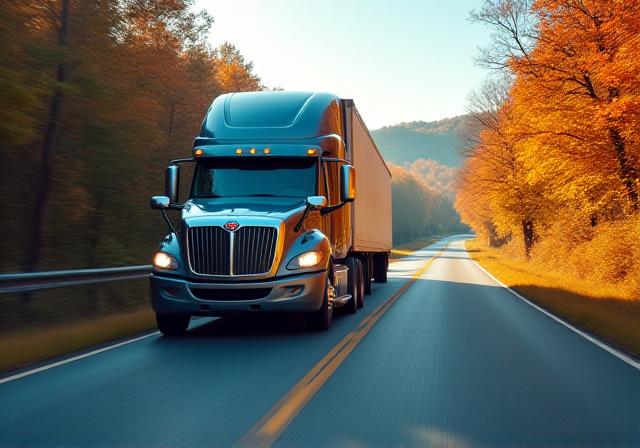 LEHIGH-POCONO WAREHOUSE, INC. delivery truck on a mountain road near the Poconos